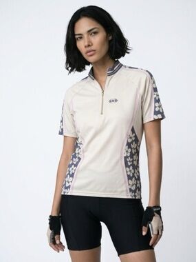 Louis Garneau Women’s Floral Short Sleeve Cycling Jersey 1/4 Zip Size XL